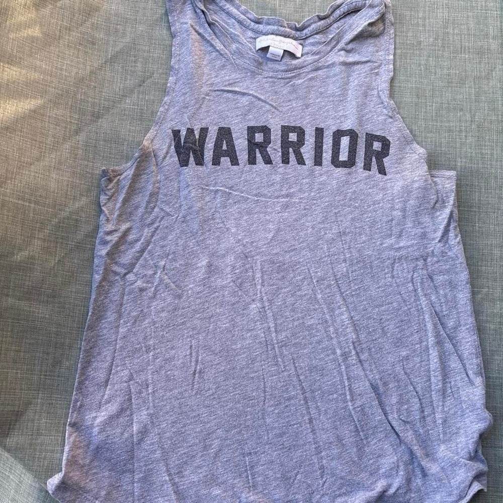 Spiritual Gangster size small Gray tank top with the words 'WARRIOR'